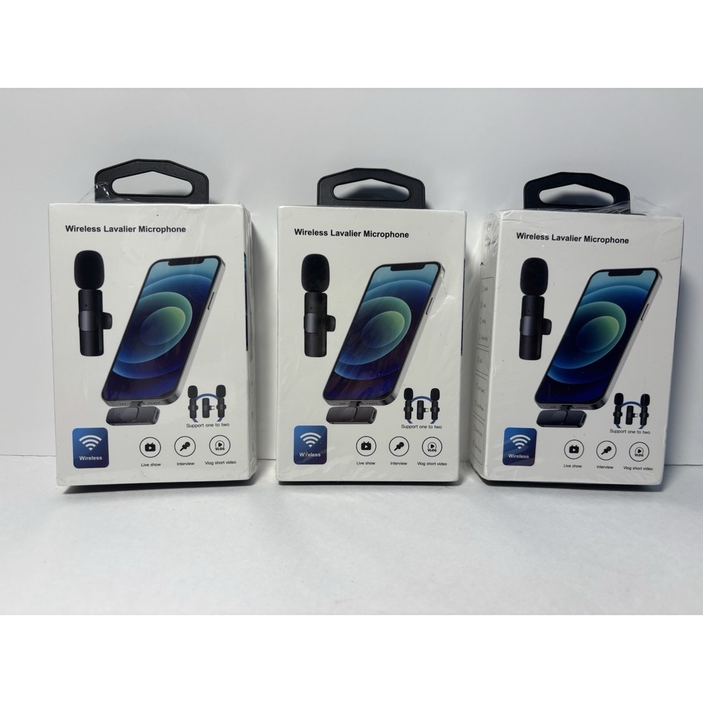 Lot of 3 Wireless Lavalier Microphones Mixed Type-C iPhone 1-to-1 1-to-2